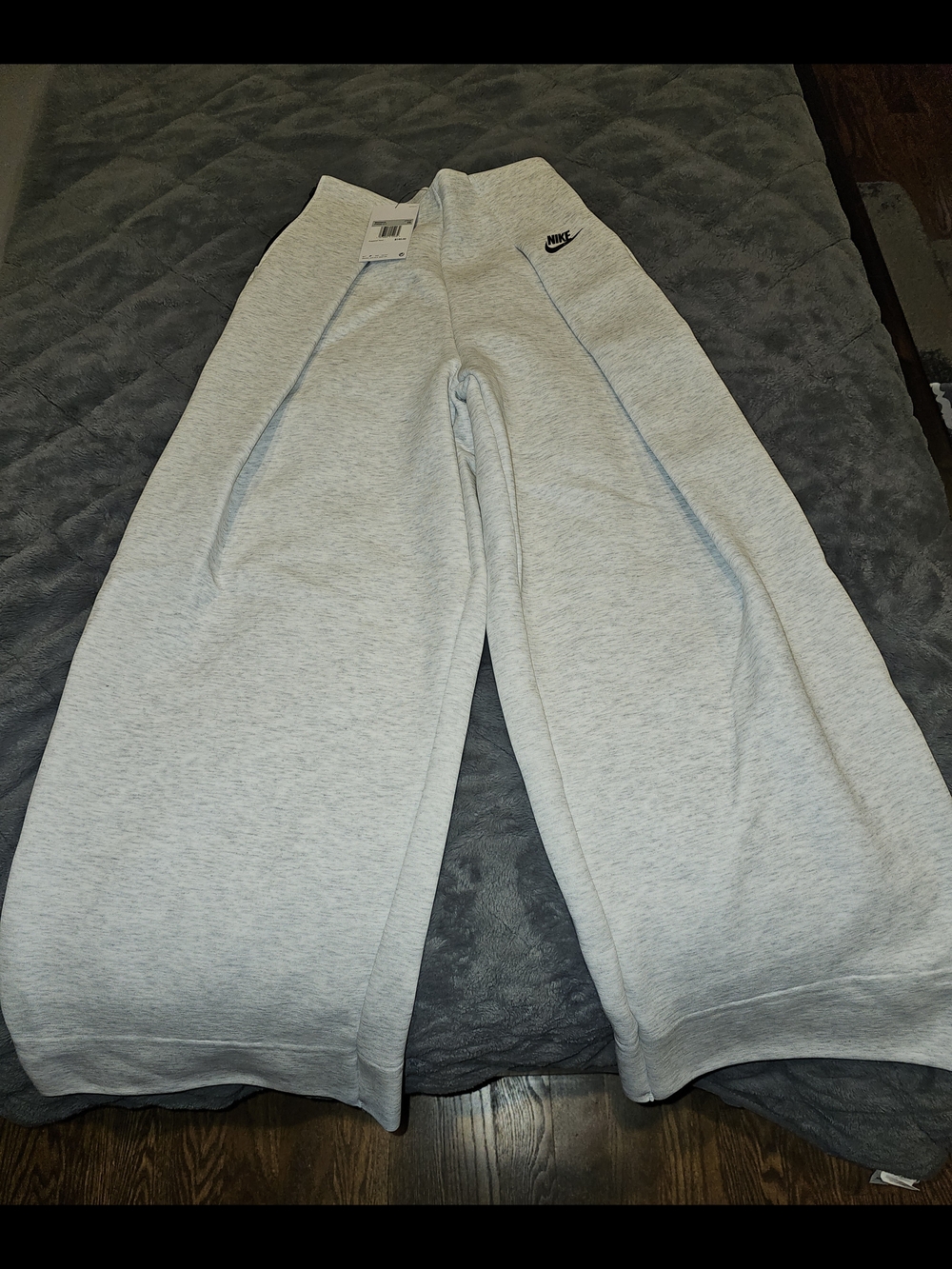 Nike Womens' Light Gray Wide-Leg Sweatpants